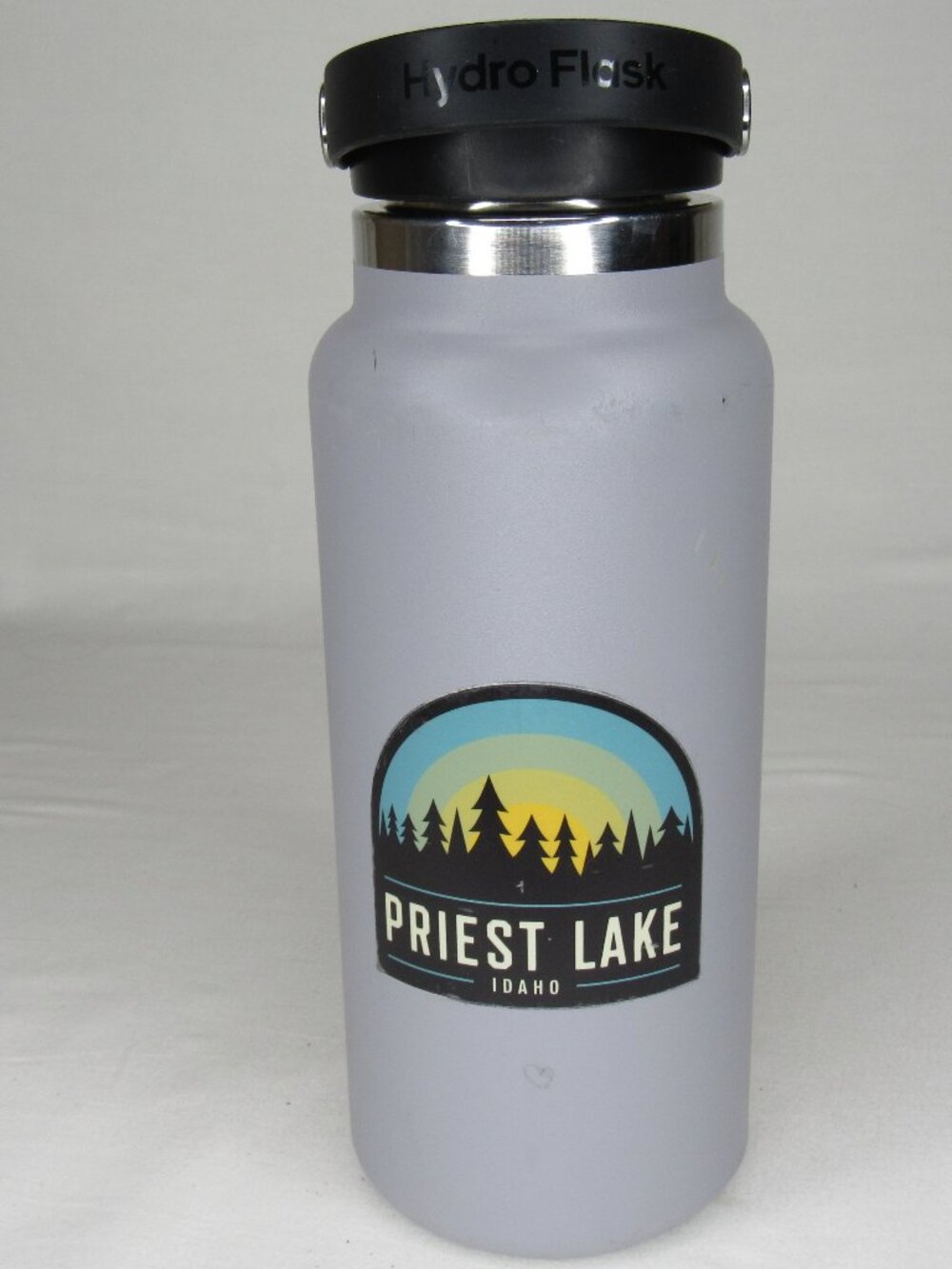 Hydro Flask Gray 32oz Wide Mouth Lid Priest Lake Idaho Sticker